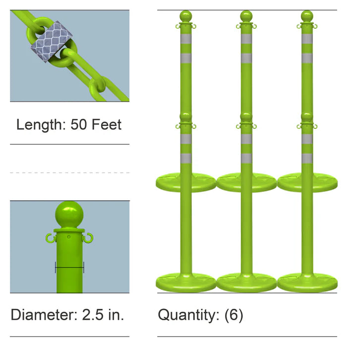 Reflective Stanchion Kits with Plastic Chain