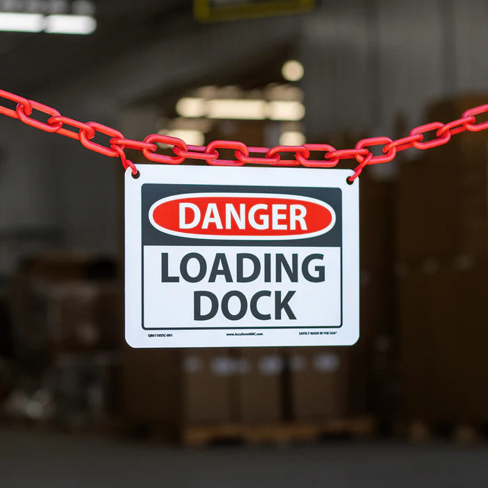 Danger Sign Loading Dock Kit -  Red & White Plastic Safety Chain