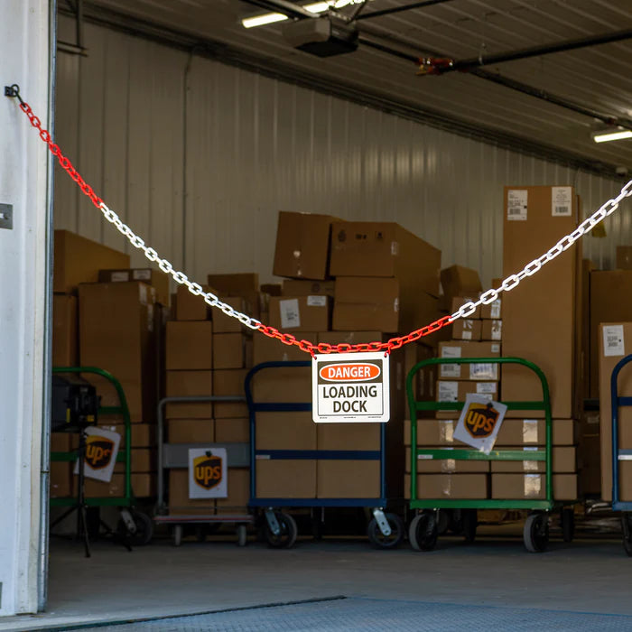 Danger Sign Loading Dock Kit -  Red & White Plastic Safety Chain