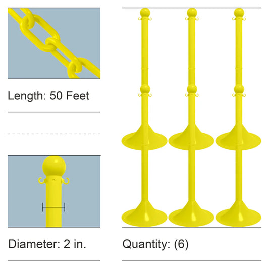 Stowable Stanchion Kits with Plastic Chain