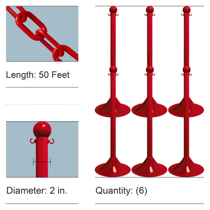 Stowable Stanchion Kits with Plastic Chain