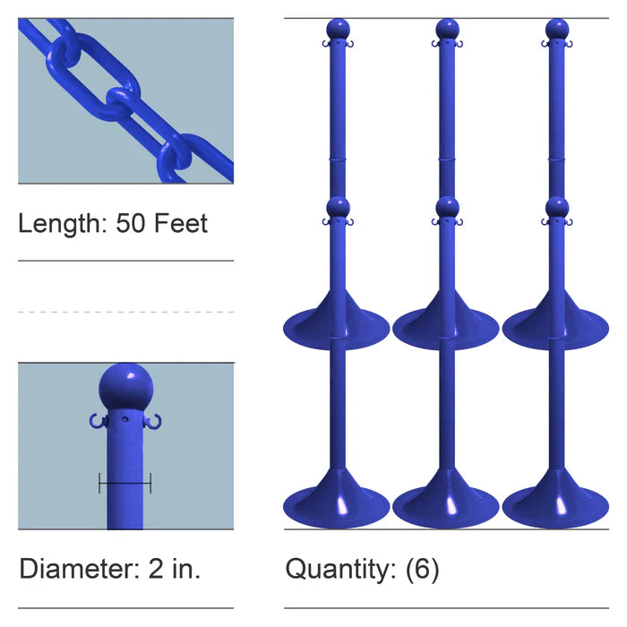 Stowable Stanchion Kits with Plastic Chain