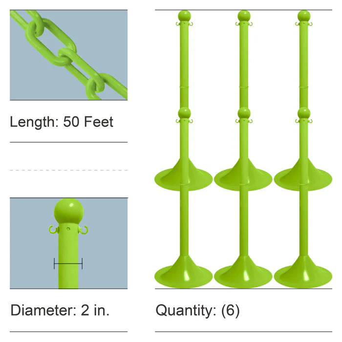 Stowable Stanchion Kits with Plastic Chain