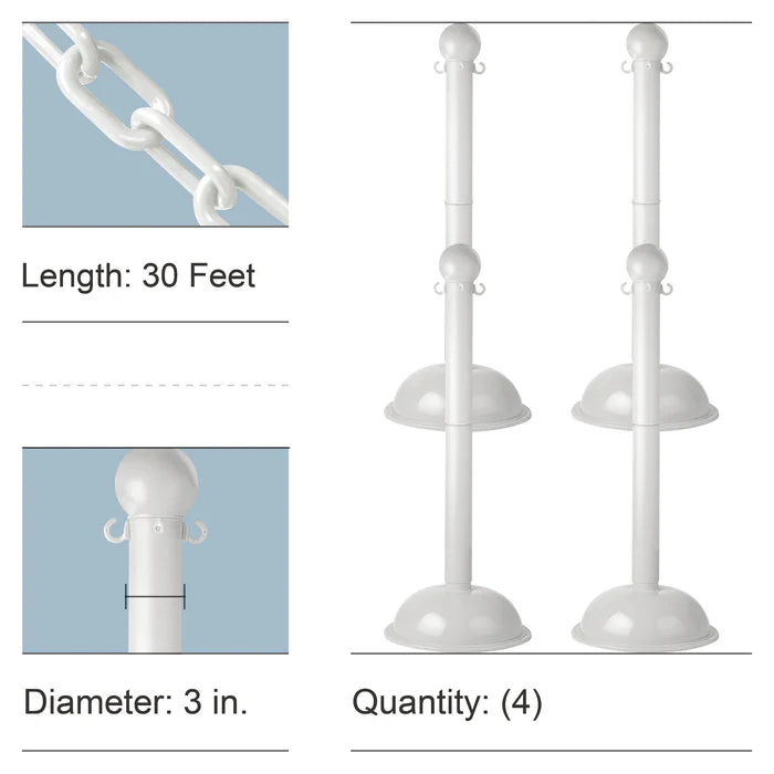 Stowable Stanchion Kits with Plastic Chain