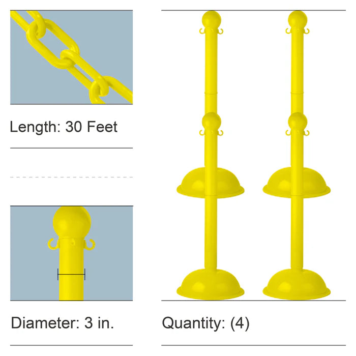 Stowable Stanchion Kits with Plastic Chain