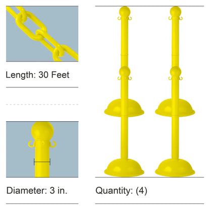Stowable Stanchion Kits with Plastic Chain
