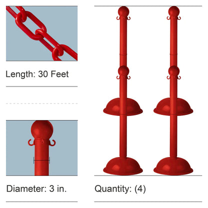 Stowable Stanchion Kits with Plastic Chain