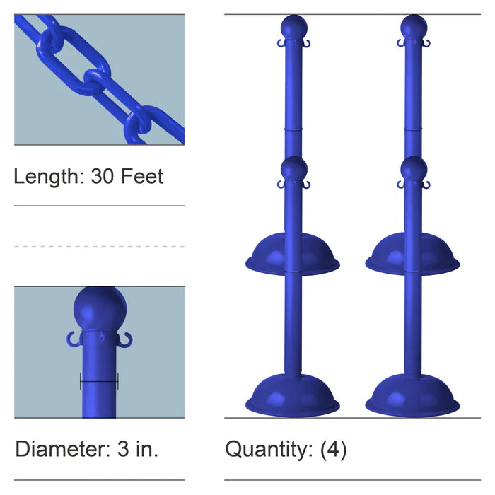 Stowable Stanchion Kits with Plastic Chain