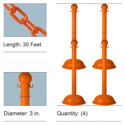 Stowable Stanchion Kits with Plastic Chain