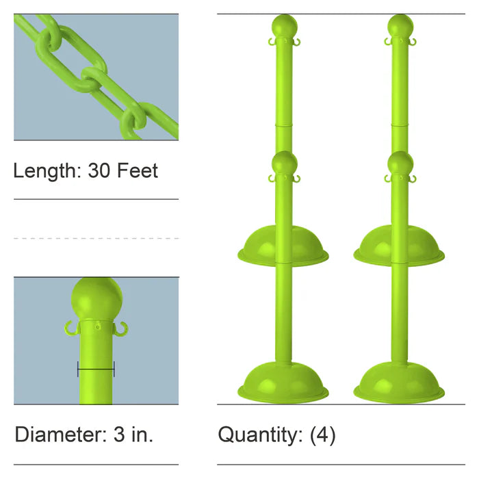 Stowable Stanchion Kits with Plastic Chain