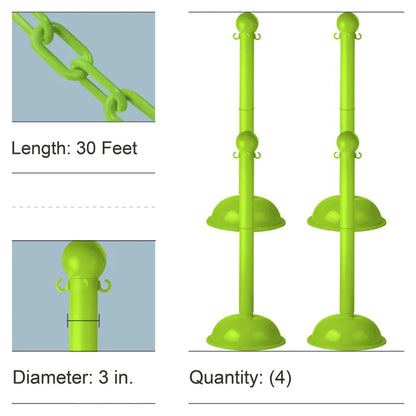 Stowable Stanchion Kits with Plastic Chain