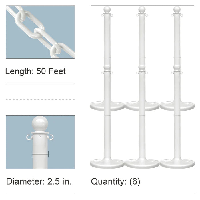 Stowable Stanchion Kits with Plastic Chain