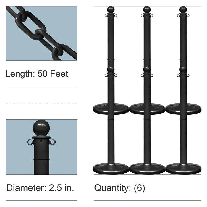 Stowable Stanchion Kits with Plastic Chain