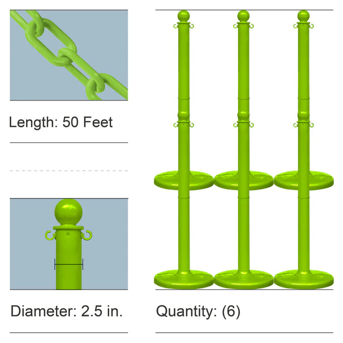 Stowable Stanchion Kits with Plastic Chain