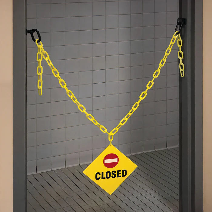 Closed Sign Kit - Yellow Plastic Safety Chain