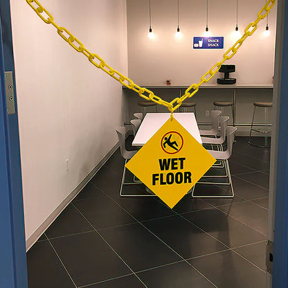 Wet Floor Sign Kit - Yellow Plastic Safety Chain