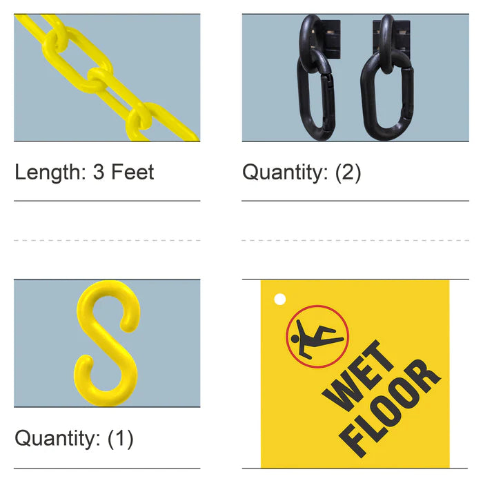 Wet Floor Sign Kit - Yellow Plastic Safety Chain