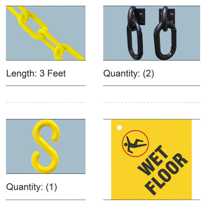 Wet Floor Sign Kit - Yellow Plastic Safety Chain