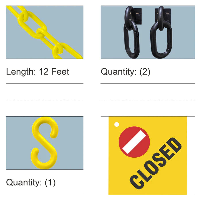 Closed Sign Kit - Yellow Plastic Safety Chain
