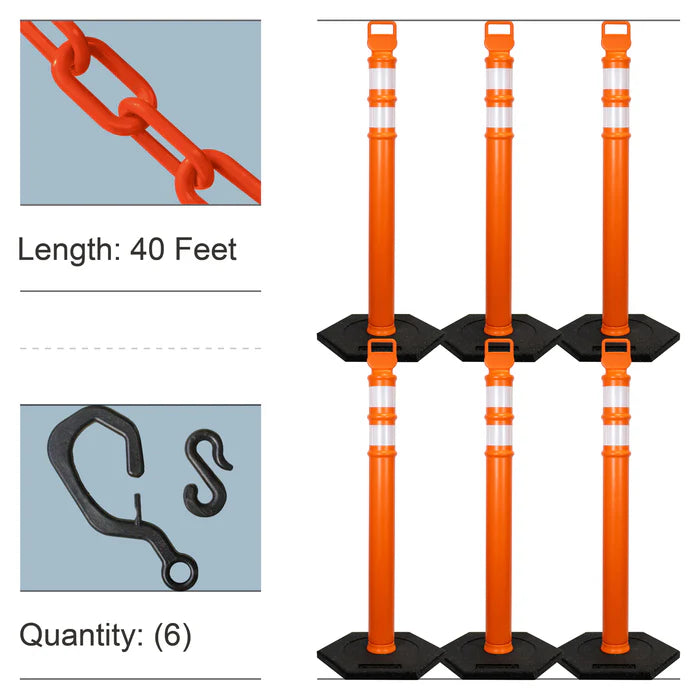Traffic Delineator Posts Kits with Plastic Chain