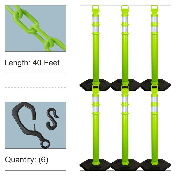Traffic Delineator Posts Kits with Plastic Chain