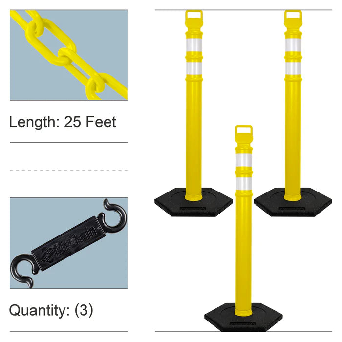 Traffic Delineator Posts Kits with Plastic Chain