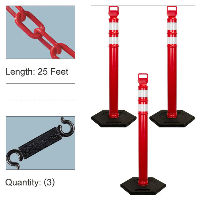 Traffic Delineator Posts Kits with Plastic Chain