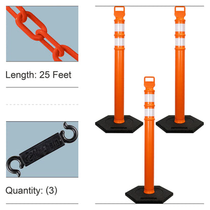 Traffic Delineator Posts Kits with Plastic Chain