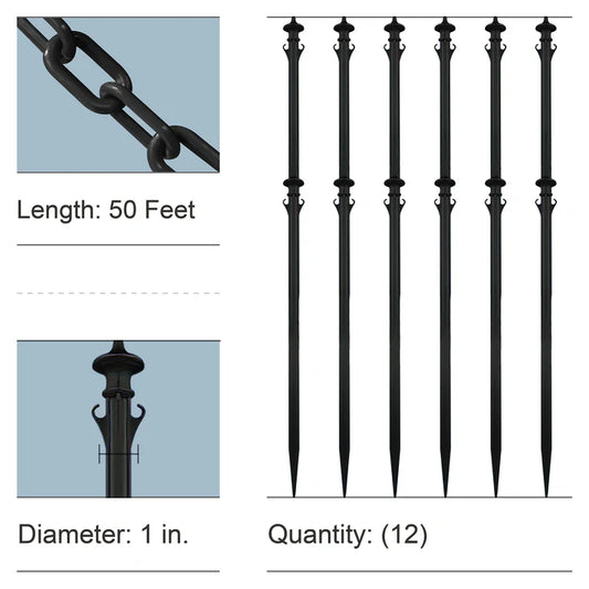 Colonial Ground Post Kits with Plastic Chain