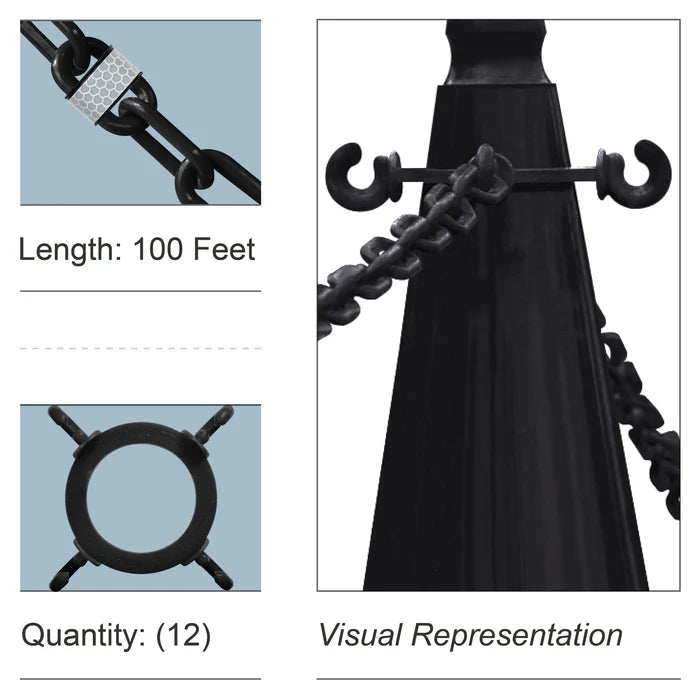 Cone Chain Connector Kit with Reflective Chain