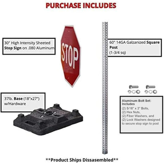 Portable 5' Parking Lot Stop Sign Post