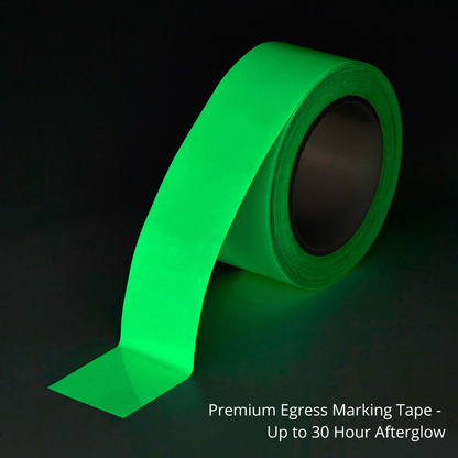 Premium Egress Glow in the Dark Marking Tape - Up to 30 Hour Afterglow