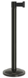 Gloss Black Finish Black Belt 12.5" Rounded Modern Contempo Retractable Belt Stanchion