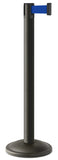 Wrinkle Black Finish Blue Belt 12.5" Rounded Modern Contempo Retractable Belt Stanchion