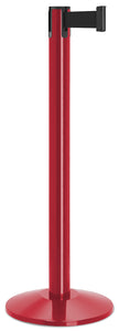 Torch Red Finish Black Belt 14" Sloped Modern Contempo Retractable Belt Stanchion