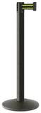 Wrinkle Black Finish Black/Yellow Belt 14" Sloped Modern Contempo Retractable Belt Stanchion