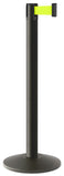 Wrinkle Black Finish Fluorescent Yellow Belt 14" Sloped Modern Contempo Retractable Belt Stanchion