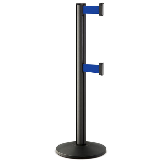 Wrinkle Black ADA Compliant Double-Belted Stanchion