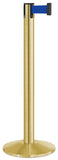 Satin Gold Finish Blue Belt 14" Sloped Modern Contempo Retractable Belt Stanchion