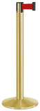 Satin Gold Finish Red Belt 14" Sloped Modern Contempo Retractable Belt Stanchion