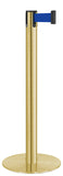 Satin Gold Finish Blue Belt 14.5" Slim Modern Contempo Retractable Belt Stanchion