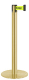 Satin Gold Finish Caution-Please Do Not Enter Belt 14.5" Slim Modern Contempo Retractable Belt Stanchion