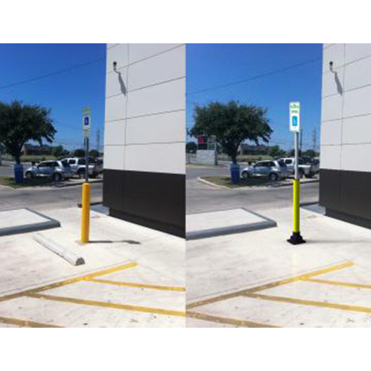 4" Handicap Parking Bollard Kit, 78" Tall
