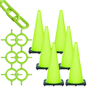 28" Traffic Cones & Chain Kit