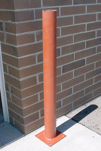 4" x 48" Surface Mount Steel Bollard, 8" x 8" Plate with 4 holes, Already Primed